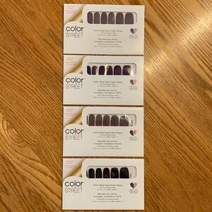 Color Street Nail Polish Strips. 4 unopened packs. Dark shades.